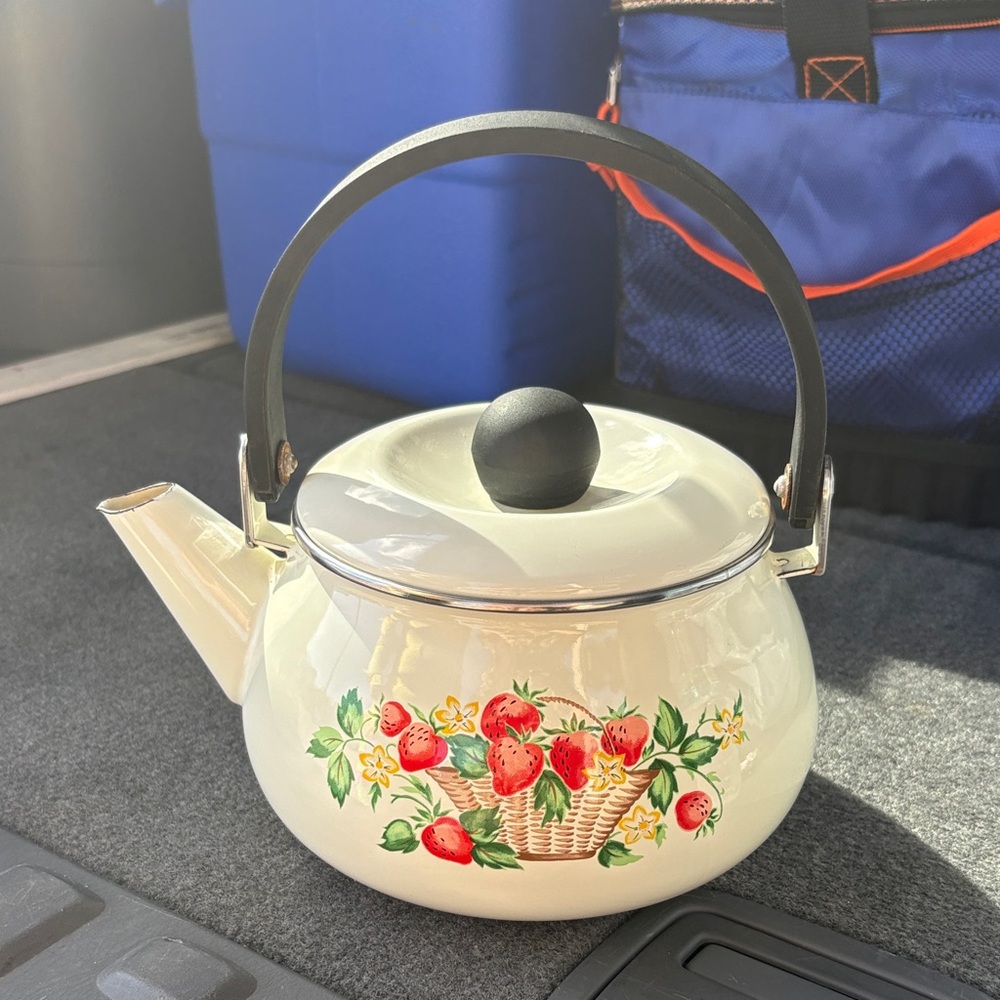 Floral Cream Vintage Strawberry Teapot 1987 Jay Import Cottage Core